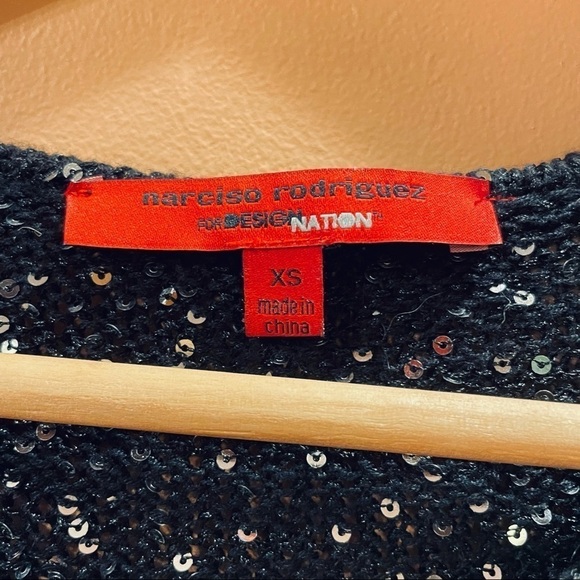 Narciso Rodriguez black sparkle sequin sweater XS long sleeve - Picture 5 of 7